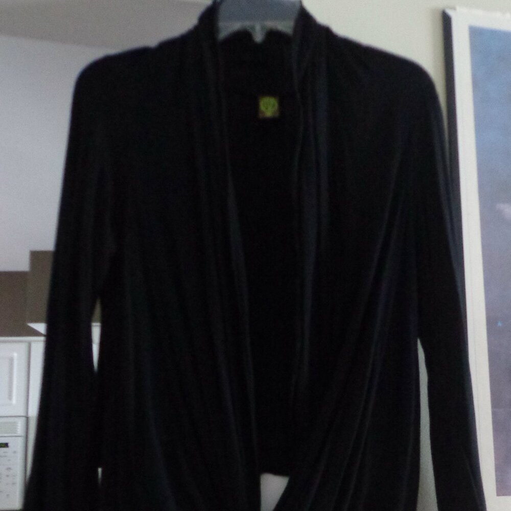 24/7 Comfort Solid Black Cardigan - Size Small